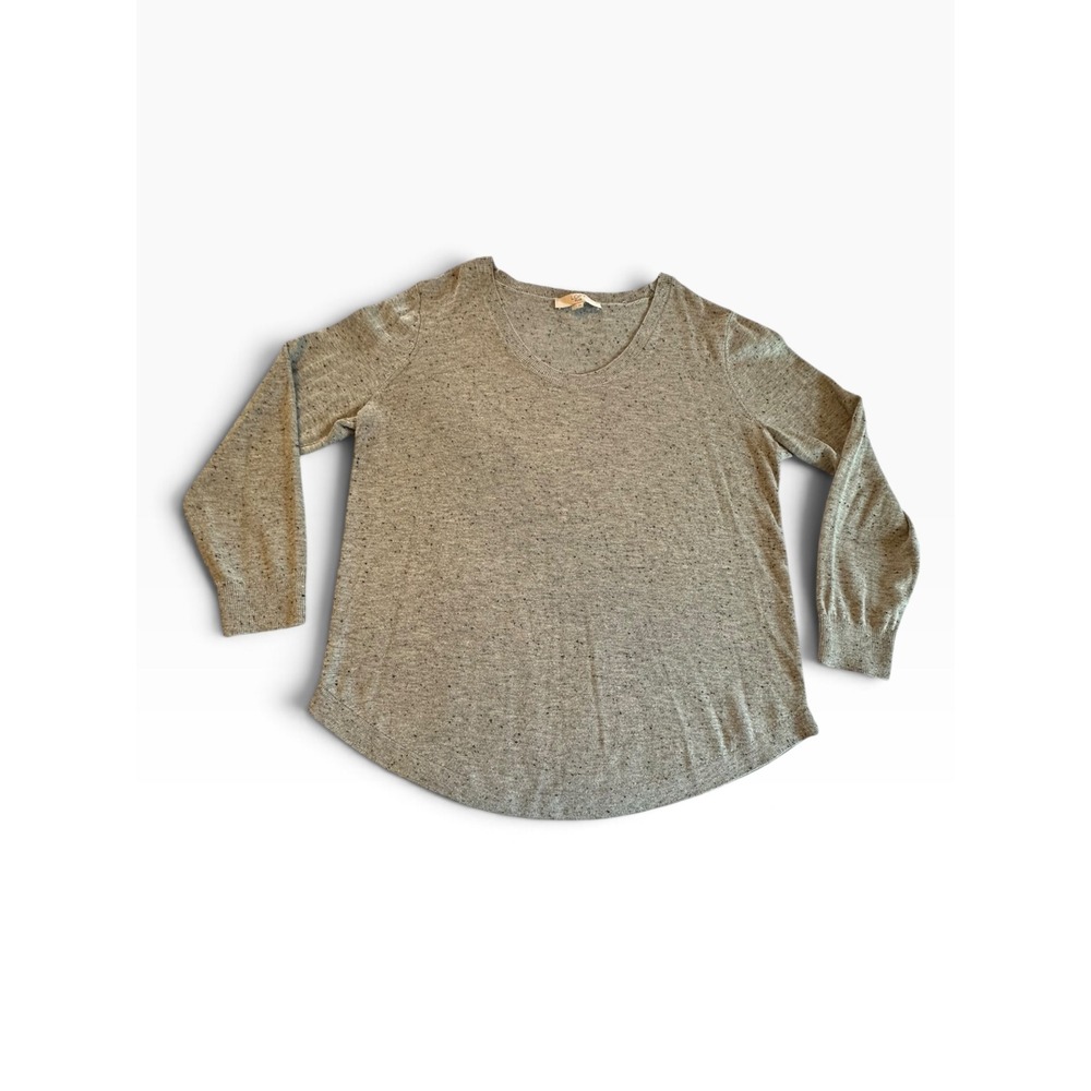 LOFT Plus Sweater Kids 16/18 Gray Space Dye Scoop Neck Curved Hem